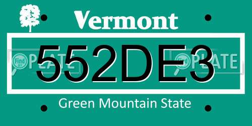 552DE3 Vermont License Plate