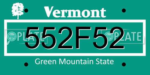 552F52 Vermont License Plate