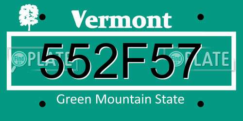 552F57 Vermont License Plate