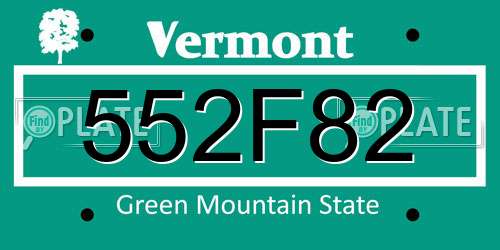 552F82 Vermont License Plate