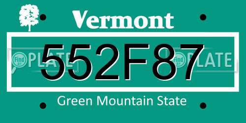 552F87 Vermont License Plate