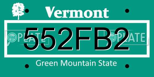 552FB2 Vermont License Plate