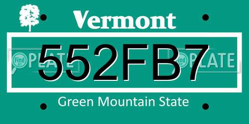 552FB7 Vermont License Plate
