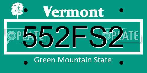 552FS2 Vermont License Plate