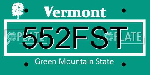 552FST Vermont License Plate