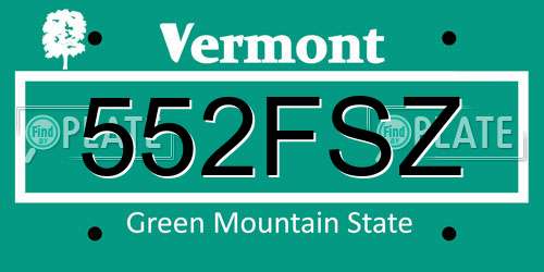 552FSZ Vermont License Plate