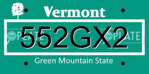 552GX2 Vermont License Plate