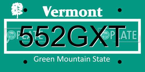 552GXT Vermont License Plate