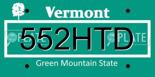 552HTD Vermont License Plate