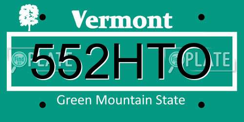 552HTO Vermont License Plate