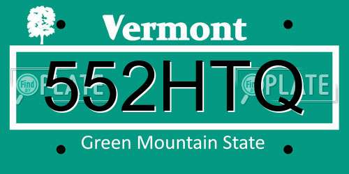 552HTQ Vermont License Plate