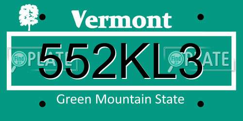 552KL3 Vermont License Plate