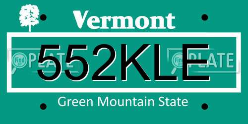 552KLE Vermont License Plate