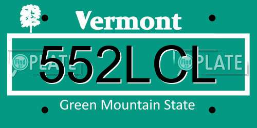 552LCL Vermont License Plate