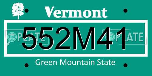 552M41 Vermont License Plate
