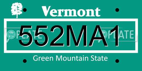 552MA1 Vermont License Plate