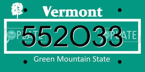 552O33 Vermont License Plate