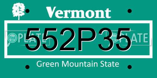 552P35 Vermont License Plate