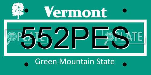 552PES Vermont License Plate