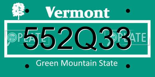 552Q33 Vermont License Plate