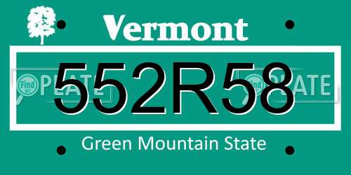 552R58 Vermont License Plate