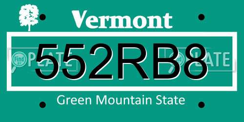 552RB8 Vermont License Plate