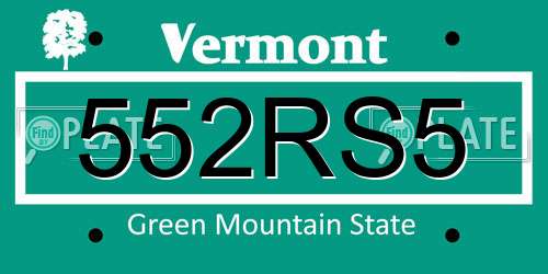 552RS5 Vermont License Plate