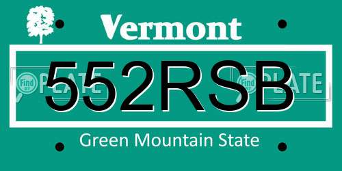 552RSB Vermont License Plate