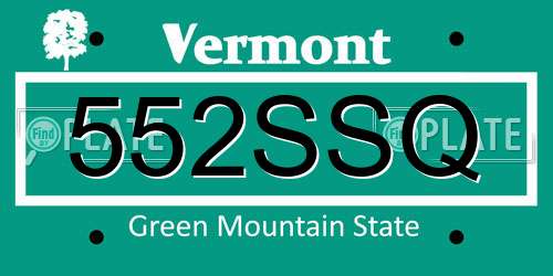 552SSQ Vermont License Plate