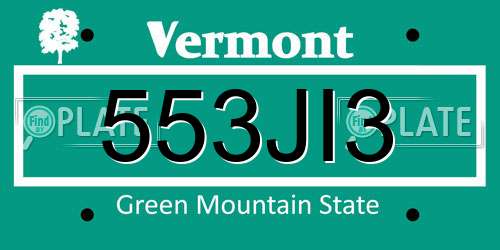 553JI3 Vermont License Plate