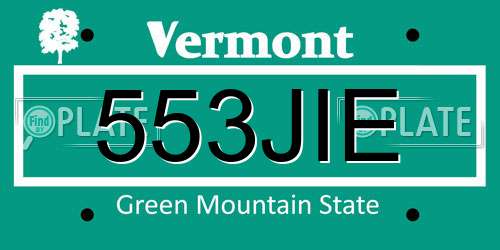 553JIE Vermont License Plate