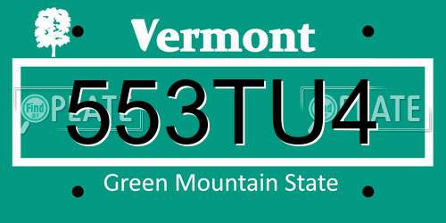 553TU4 Vermont License Plate