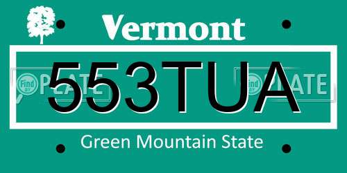 553TUA Vermont License Plate