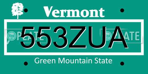 553ZUA Vermont License Plate
