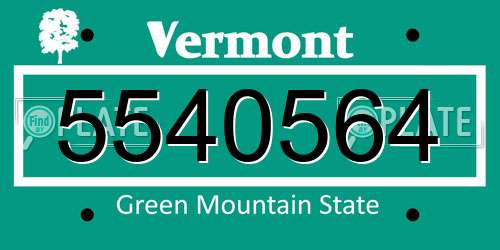 5540564 Vermont License Plate