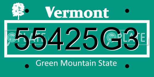 55425G3 Vermont License Plate