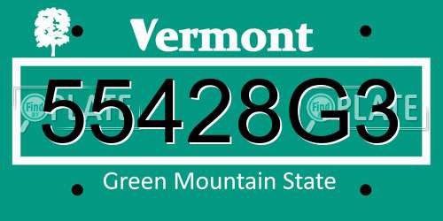 55428G3 Vermont License Plate