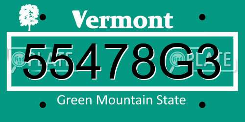 55478G3 Vermont License Plate