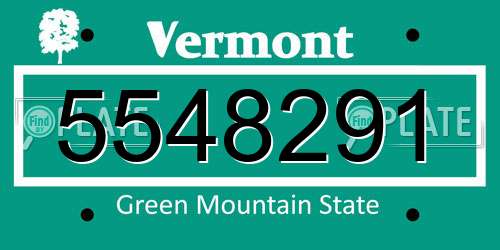 5548291 Vermont License Plate