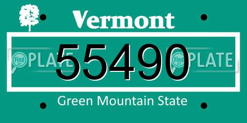 55490 Vermont License Plate