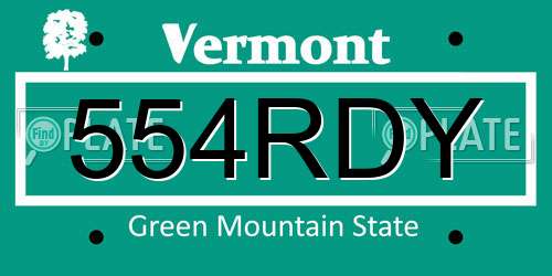 554RDY Vermont License Plate
