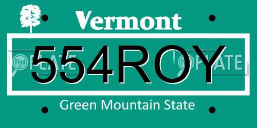 554ROY Vermont License Plate