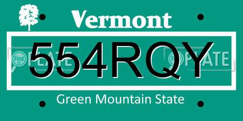 554RQY Vermont License Plate