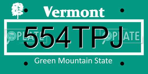 554TPJ Vermont License Plate