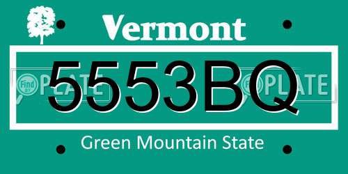 5553BQ Vermont License Plate