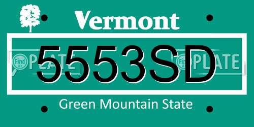 5553SD Vermont License Plate