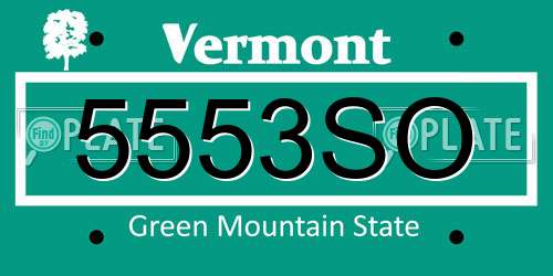5553SO Vermont License Plate
