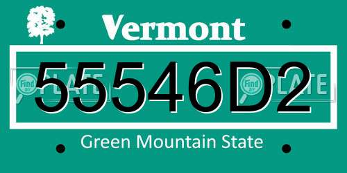 55546D2 Vermont License Plate