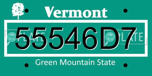 55546D7 Vermont License Plate