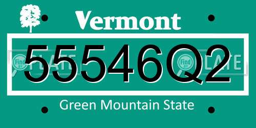 55546Q2 Vermont License Plate